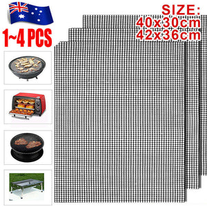 1-4PC Mintiml Charcoal BBQ Grill Mesh Mat Non-Stick Cooking Barbecue Liner Sheet