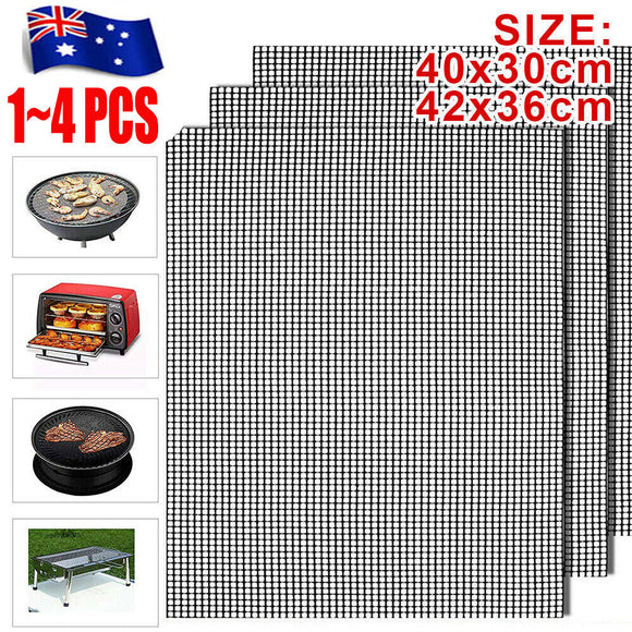 1-4PC Mintiml Charcoal BBQ Grill Mesh Mat Non-Stick Cooking Barbecue Liner Sheet