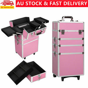 7 In 1 Professional Beauty Organizer Case Cosmetics Makeup Trolley Box Travel AU