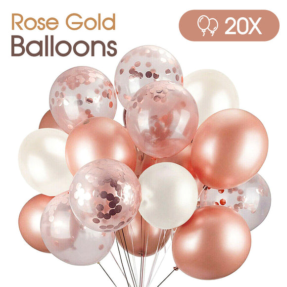 20pcs Rose Gold Confetti Balloons For Birthday Marriage Party Decoration GIFT AU