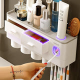 4-Cup Toothbrush Rack Wash Suit with 2 Drawers