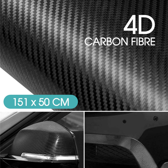 Gloss Black 4D Carbon Fiber Vinyl Car Phone Laptop Wrap Sticker Film 50x151cm AU