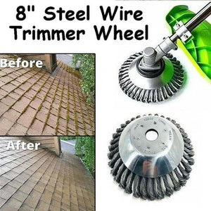 8" Weed Brush Steel Wire Trimmer Wheel Garden Lawn Mower Head Tool Grass Cutter