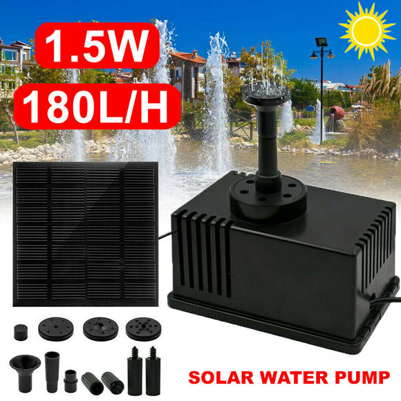 1.5W Solar Power Water Pump Fountain Submersible Pool Panel Home Garden Pond