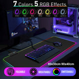 RGB LED Gaming Mouse Pad Desk Mat Extend Anti-slip Rubber Speed Mousepad