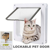 4-Way Lockable Locking Pet Cat Dog Brushy Flap Door Screen White Large Size