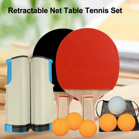 Retractable Net Table Tennis Paddle Bats 6 Balls Instant Portable Ping Pong Set