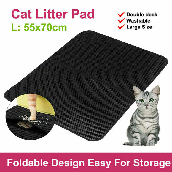 Waterproof Double-Layer Cat Litter Mat Pad Trapper Foldable Pet Rug Home L Size