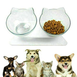 Double Elevated Cat Dog Pet Bowl Feeder Food Water Raised Lifted Stand Bowls