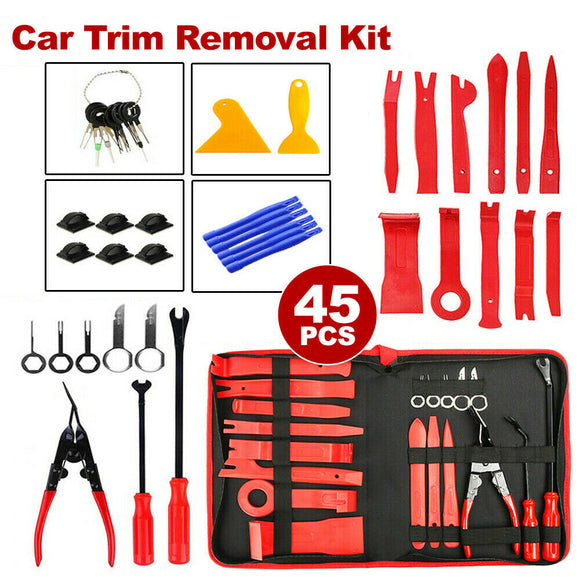 45PCS Car Trim Removal Tool Auto Hand Tools Pry Bar Dash Panel Door Interior Kit