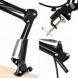 Microphone Suspension Boom Scissor Arm Stand with Pop Filter Shock Mount