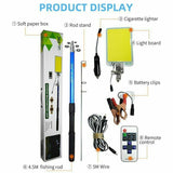 Portable Telescopic Fishing Rod Lamp Light Cars Repair LED Lantern Camping