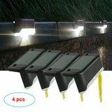 4Pcs LED Solar Powered Fence Wall Lights Step Path Decking Garden White Lamps