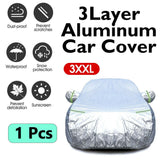 UV Resistant 3Layer Aluminum 3XXL Waterproof Outdoor Car Cover Double Thick Rain