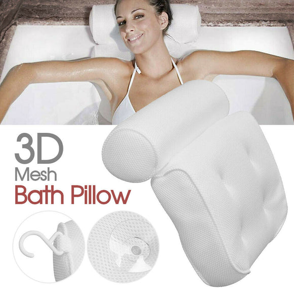 3D Mesh Bath Pillow Spa Breathable Bathtub Cushion Neck Back Support Tub Suction