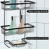 3 Tier Bathroom Shower Caddy Black Aluminum Hanging Rack Shampoo Storage Shelf