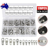 100X/170X/220X Tinned Battery Copper Cable Lugs Crimp Terminals Set