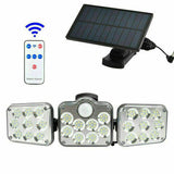 Outdoor Security Flood Lamp 3 Head 138 LED Solar Motion Sensor Light Garden Wall