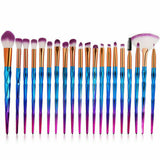 Diamond Unicorn 20PCS Eyeshadow Eyebrow Blending Brush Set Eye Make-up Brushes