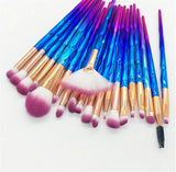 Diamond Unicorn 20PCS Eyeshadow Eyebrow Blending Brush Set Eye Make-up Brushes