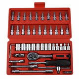 46x Socket Wrench Set CRV 1/4" Drive Metric Flexiable Extension Bar Truck Case