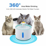 2.6L LED Automatic Electric Pet Water Fountain Dog Cat Drinking Dispenser Filter