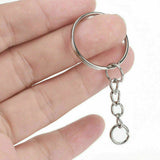 100Pcs Bulk Split Metal Key Rings Keyring Blanks With Link Chains For Craft DIY