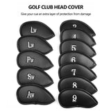 Golf Club Iron Head Covers Set 12PCS PU Leather Putter Headcover 3-SW Big Number