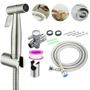Stainless Steel Handheld Douche Bidet Toilet Spray Shower Shattaf Diverter Silver/Black