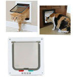 4-Way Lockable Locking Pet Cat Dog Brushy Flap Door Screen White Large Size