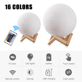 Dimmable 3D Lunar Moon Lamp Moonlight LED Night Light Touch Pat Remote 18-20cm