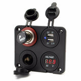 12V-24V Car Cigarette Lighter Socket Dual Plug + Dual USB Port Charge +Voltmeter