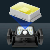 3 Head Solar Motion Sensor Light Outdoor Garden Wall Security Flood Lamp 74LEDs