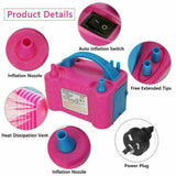 Electric Balloon Pump Inflator 600W Power 2 Nozzles Portable + 20x Balloon