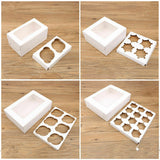 10x Cupcake Boxes 2/4/6/12 Holes Clear Window Cupcake Display Boxes Muffin Cups