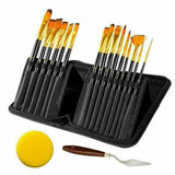 15Pcs Artist Paint Brushes Set Watercolour Acrylic Oil Painting Drawing Brush