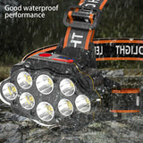 USB Rechargeable Head Light 8 LED Headlight Head Lamp Waterproof Head Torch