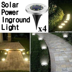 4Pcs Solar Powered LED Buried Inground Recessed Light Garden Outdoor Deck Path