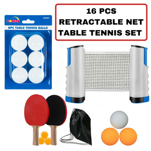 16 pcs of Retractable Net Table Tennis Set