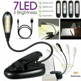 7 LED Reading Light USB Rechargeable Clip On Bed Book Reading Lamp Stand Light