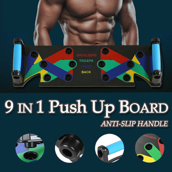 9 in1 Push Up Board Yoga Bands Fitness Workout Train Gym Exercise Pushup Stands