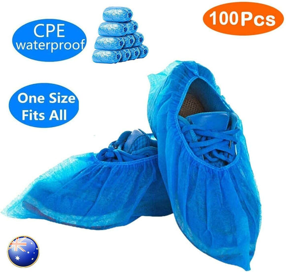 100PCS Disposable Plastic Shoe Covers Rain Overshoes Protector Waterproof Pack
