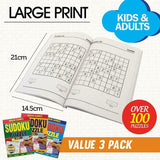 3 x A5 Sudoku Puzzle Book Adults Kids Mind Activity Travel Value Pack