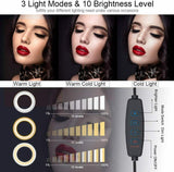 10" Phone Selfie LED Ring Light with Stand For Youtube Tiktok Makeup Video Live