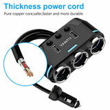 3 Way 12V Multi Socket Car Splitter Dual USB Charger Adapter