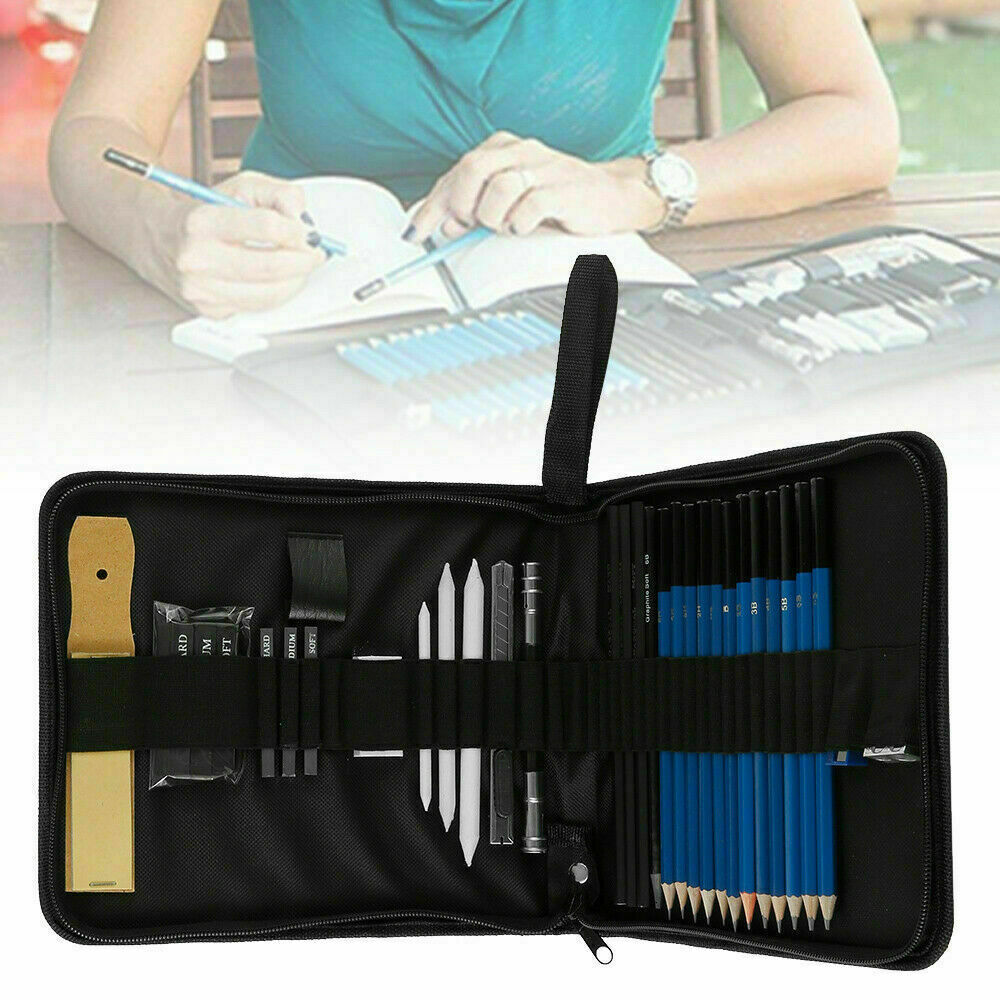 33pcs Drawing Sketch Set Charcoal Pencil Eraser Art Craft Painting Ske ...