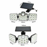 Outdoor Security Flood Lamp 3 Head 138 LED Solar Motion Sensor Light Garden Wall