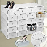 Stackable Foldable Clear Shoe Storage Cases Drawer Boxes Wardrobe 20pcs