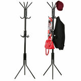 12 Hook Coat Hanger Stand 3-Tier Hat Clothes Rack Metal Tree Style Storage Black