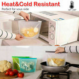 4pc Silicone Food Storage Bags Leakproof Zip Seal Stand Reusable Set Pouch Fresh